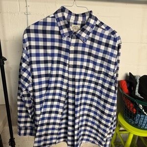 St. John's Bay Blue/black/white plaid long sleeve dress shirt size XXL